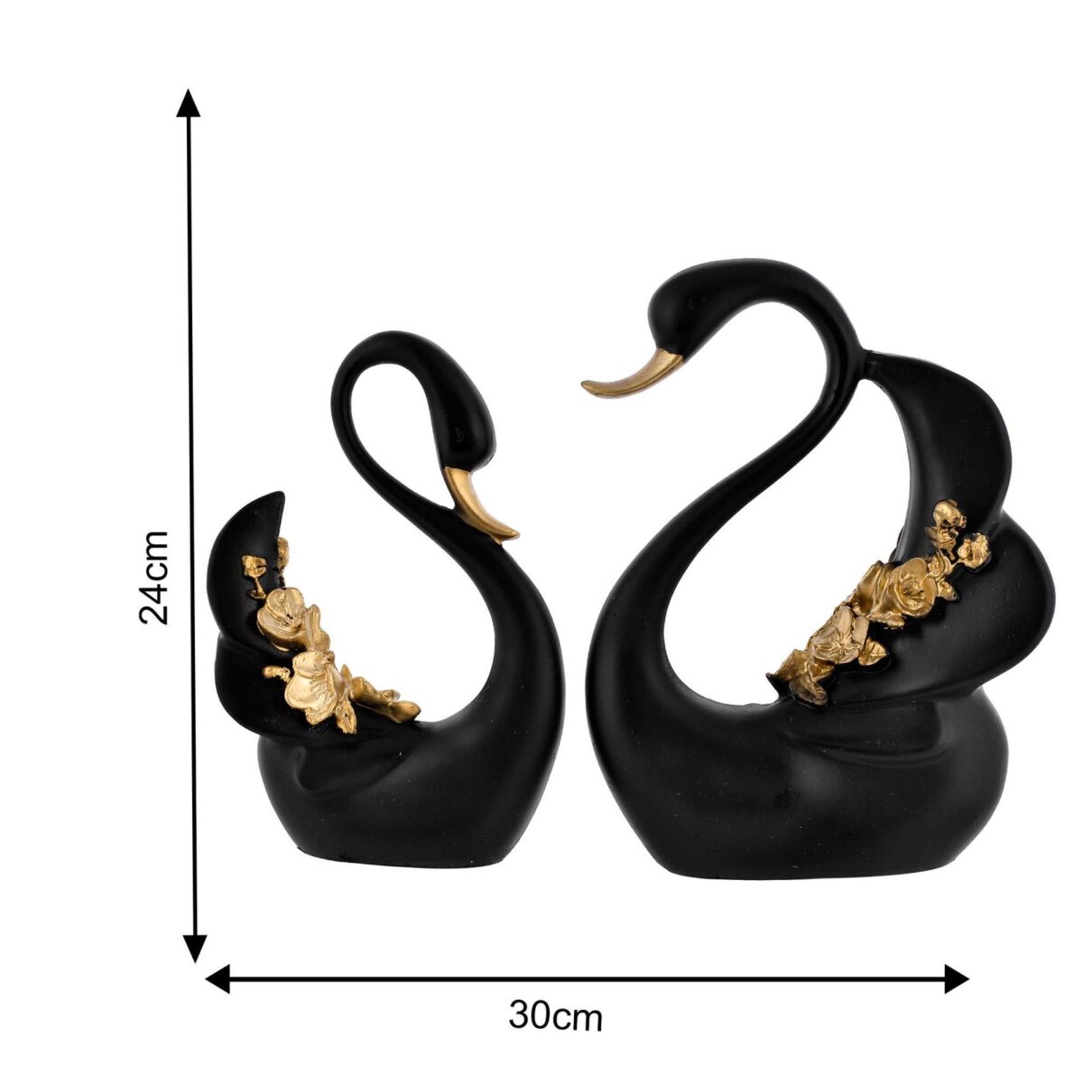Swan Pair Feather Design Sculpture - Image 2
