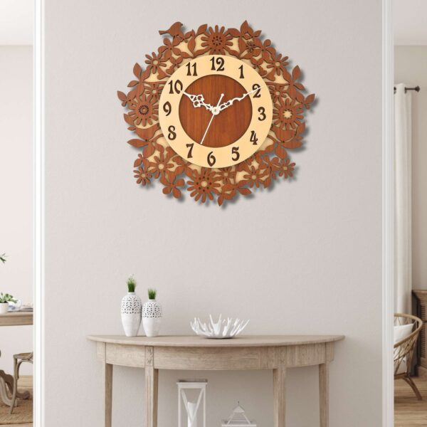 Wooden Silent Non-Ticking Wall Clock for Home Stylish Latest Designer Wall Clock for Home Living Room Bedroom Office Hall